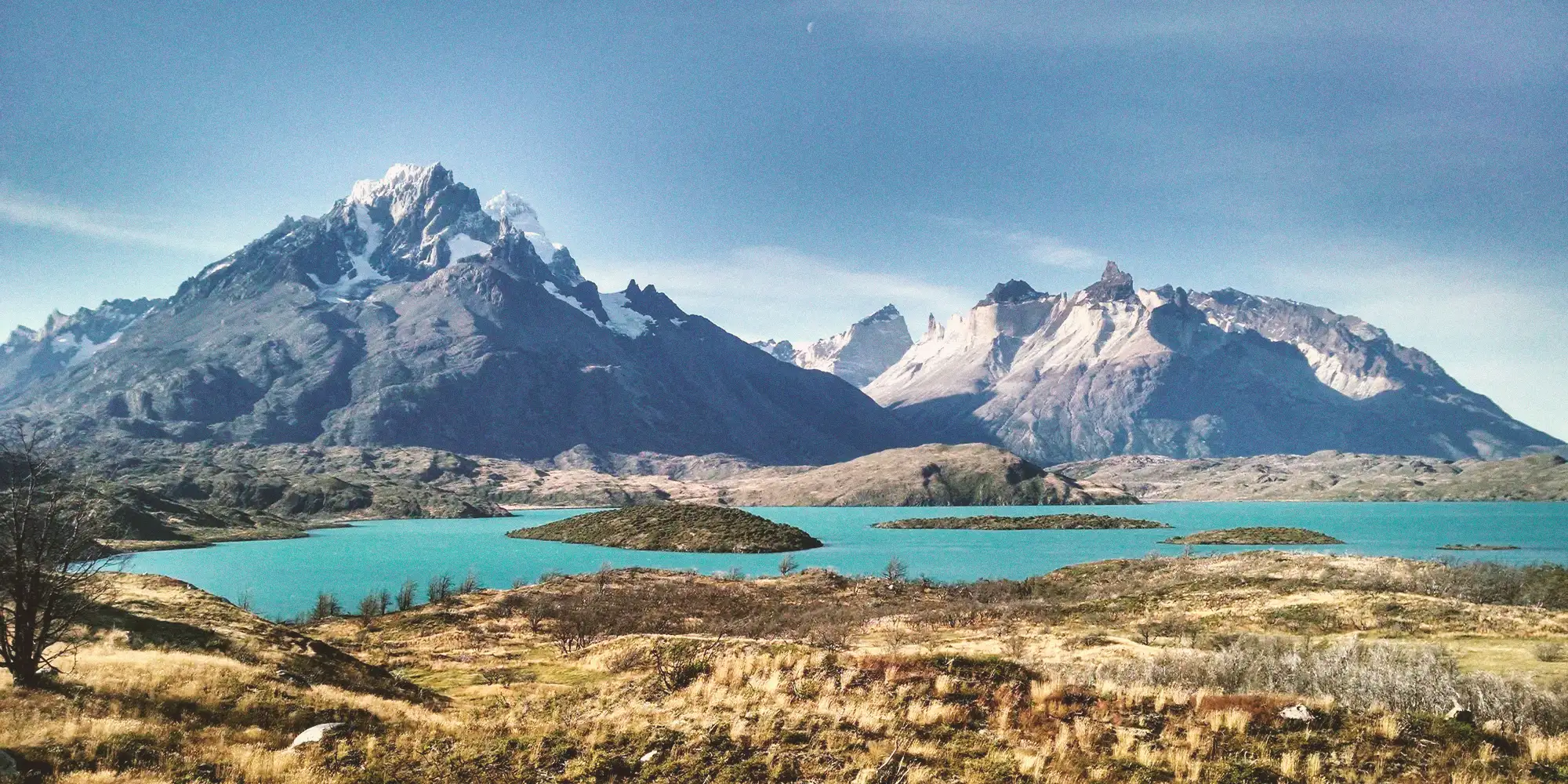 Glacial lake beneath the peaks of Torres del Paine