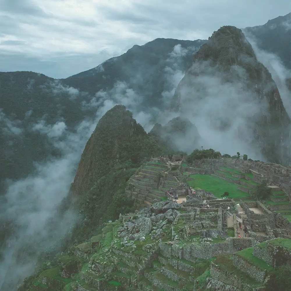 Machu Picchu citadel framed by stone